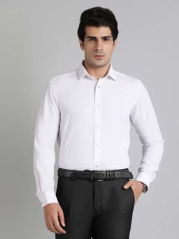Greenfibre - White Self Design Slim Fit Shirt