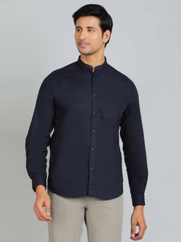 Greenfibre - Navy Blue Solid Slim Fit Shirt