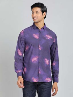 JadeBlue - Purple Printed Slim Fit Shirt