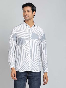 JadeBlue - Grey Printed Slim Fit Shirt