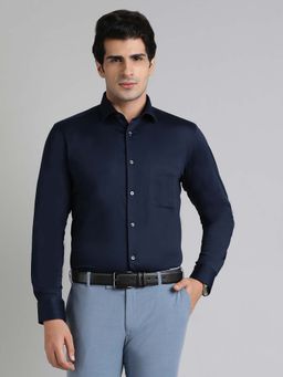 Greenfibre - Navy Blue Solid Slim Fit Shirt