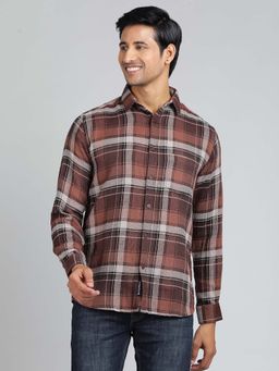 JadeBlue - Brown Checks Slim Fit Shirt