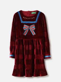 United Colors of Benetton - Regular Fit Round Neck Textured Mini Dress