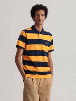 GANT - Men Yellow Striped Regular Polo T-shirt
