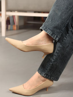 Carlton London - Beige Party Slip On Women Pumps