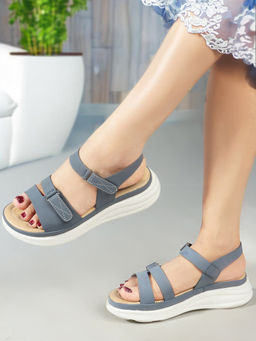 Carlton London - Dark Grey Solid Women Casual Wear Sandals
