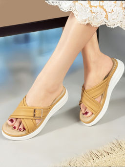 Carlton London - Mustard Solid Women Casual Wear Sandals