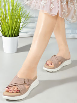Carlton London - Peach Solid Women Casual Wear Sandals