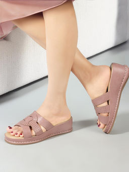 Carlton London - Peach Solid Women Casual Wear Sandals