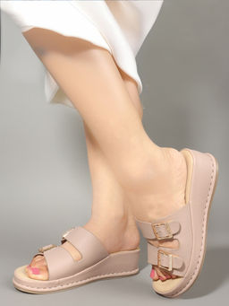 Carlton London - Peach Solid Women Casual Wear Sandals