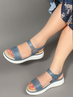Carlton London - Navy Blue Embellished Women Casual Wear Sandals