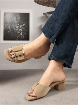 Carlton London - Beige Party Slip On Women Heels