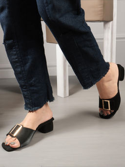 Carlton London - Black Party Slip On Women Heels