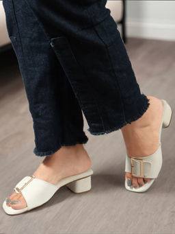 Carlton London - White Party Slip On Women Heels