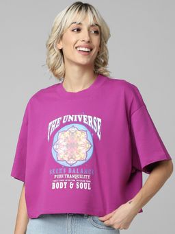 ONLY - Women Printed Purple T-shirt