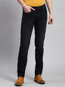 Monte Carlo - Blue Solid Regular Fit Narrow Jeans