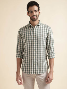 Andamen - Mens Green Full Sleeves Collar Neck Regular Fit Casual Shirt