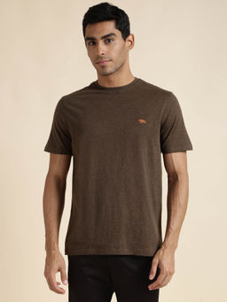 Andamen - Mens Brown Half Sleeves Crew Neck Regular Fit T-Shirt
