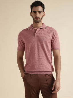 Andamen - Mens Mauve Half Sleeves Collar Neck Regular Fit Polo T-Shirt