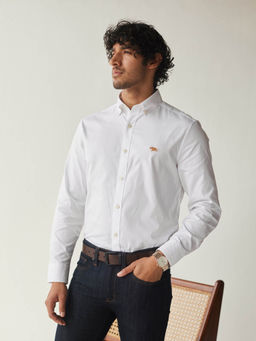 Andamen - Mens White Full Sleeves Collar Neck Slim Fit Casual Shirt