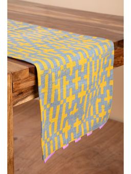 Freedom Tree - Gyamati Cotton Heavy Slub Grey Yellow Table Runner