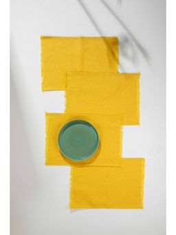 Freedom Tree - Solid Twisted Woven Cotton Yellow Table Mat - Set Of 4