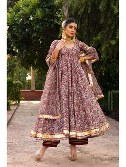 POMCHA - Gulbagh Organza Anarkali (Set of 3)
