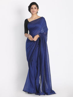 Angoshobha - Blue Cotton Woven Saree with Unstitched Blouse