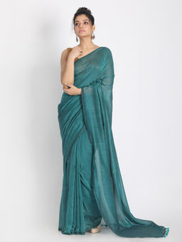 Angoshobha - Blue Cotton Woven Saree with Unstitched Blouse