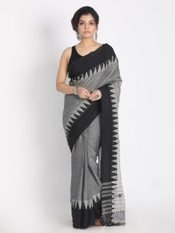 Angoshobha - Grey Cotton Woven Saree with Unstitched Blouse