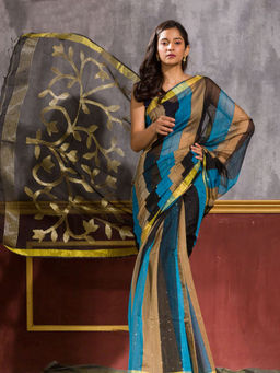 Angoshobha - Multi-Color Blended Fabric Woven Saree with Unstitched Blouse