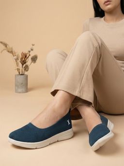 Carlton London - Navy Blue Flyknit Round Toe Ballerina