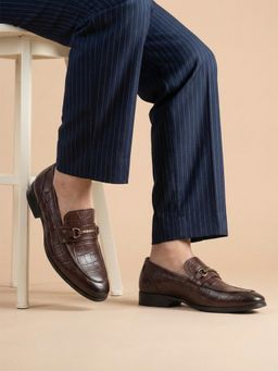 Carlton London - Brown Leather Round Toe Loafers