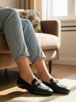 ELLE - Black Synthetic Round Toe Loafers