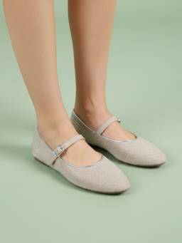 ELLE - Grey Synthetic Round Toe Ballerina