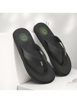 WOODLAND - Black Synthetic Round Toe Flipflops