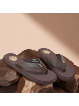 WOODLAND - Brown Synthetic Round Toe Flipflops