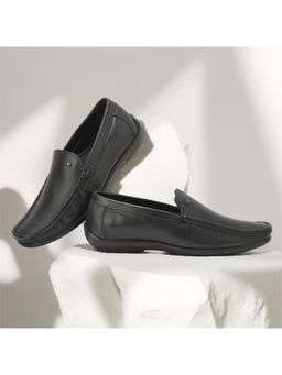 WOODLAND - Black Leather Round Toe Loafers