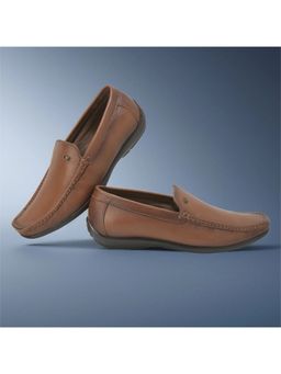 WOODLAND - Tan Leather Round Toe Loafers