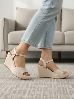 Iconics - Cream Synthetic Round Toe Heels