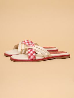 ERIDANI - Red Faux Leather Square Toe Flats