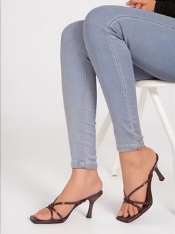 Truffle Collection - Burgundy Synthetic Square Toe Heels