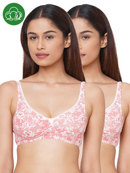 Inner Sense - Organic Cotton Antimicrobial Seamless Side Support Bras (Pack Of 2)-Pink