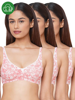 Inner Sense - Organic Cotton Antimicrobial Seamless Side Support Bras (Pack Of 3)-Pink