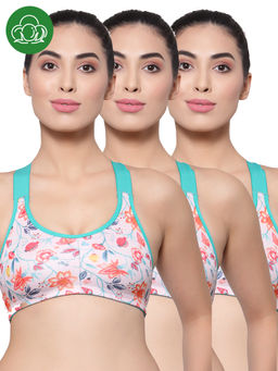 Inner Sense - Organic Cotton Antimicrobial Medium Impact Sports Bras (Pack Of 3)-Pink