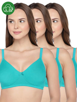 Inner Sense - Organic Cotton Antimicrobial Seamless Everyday Bras (Pack Of 3)-Green