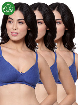 Inner Sense - Organic Cotton Antimicrobial Seamless Everyday Bras (Pack Of 3)-Blue