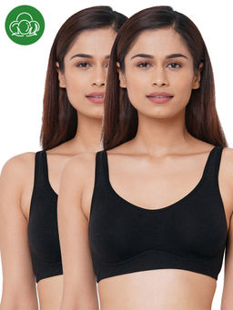 Inner Sense - Organic Cotton Antimicrobial Soft Cup Full Coverage Bras (Pack Of 2)-Black