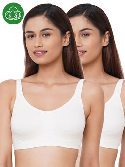 Inner Sense - Organic Cotton Antimicrobial Soft Cup Full Coverage Bras (Pack Of 2)-White