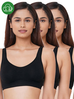 Inner Sense - Organic Cotton Antimicrobial Soft Cup Full Coverage Bras (Pack Of 3)-Black